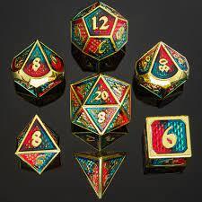 Behemoth Gold w/ Red and Blue Solid Metal Dice Set